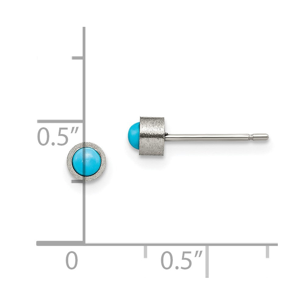 TBE107 Chisel Titanium Brushed Turquoise 4mm Stud Earrings