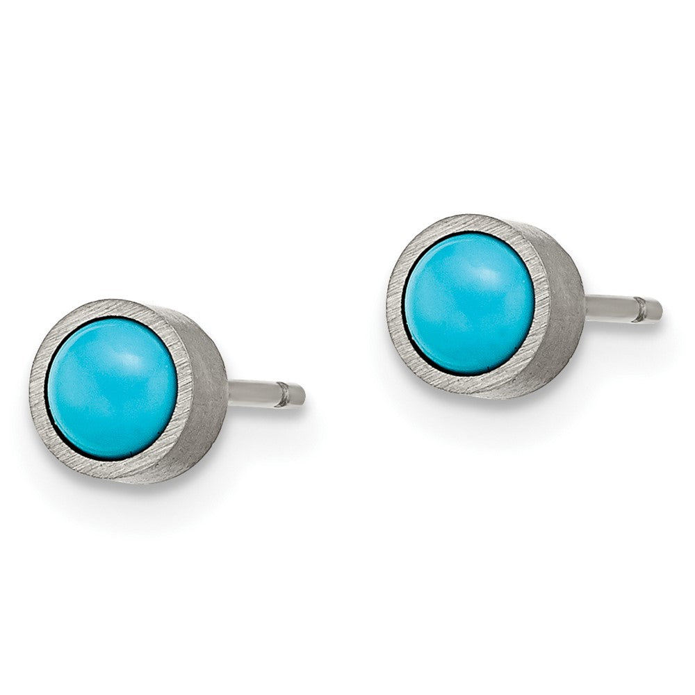 TBE108 Chisel Titanium Brushed Turquoise 5mm Stud Earrings