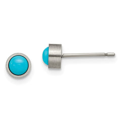 TBE108 Chisel Titanium Brushed Turquoise 5mm Stud Earrings