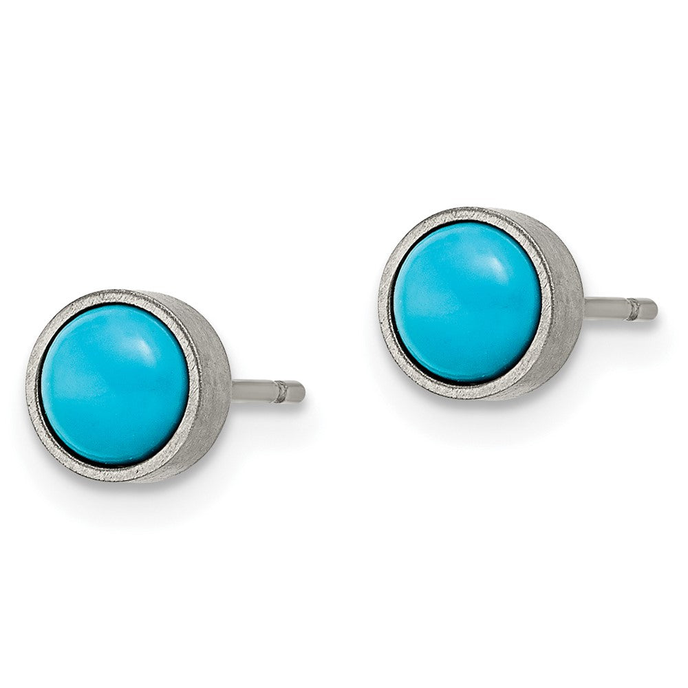 TBE109 Chisel Titanium Brushed Turquoise 6mm Stud Earrings