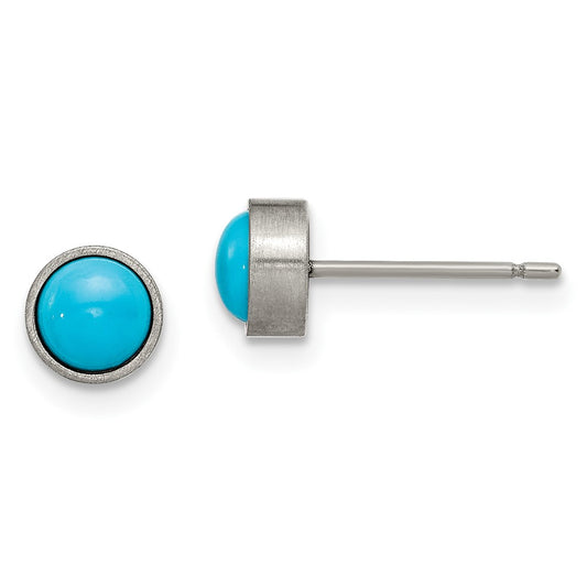 TBE109 Chisel Titanium Brushed Turquoise 6mm Stud Earrings