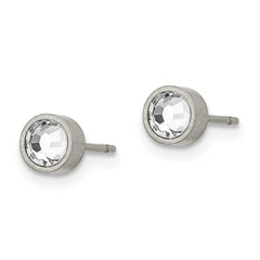 TBE110 Chisel Titanium Brushed CZ 5mm Stud Earrings