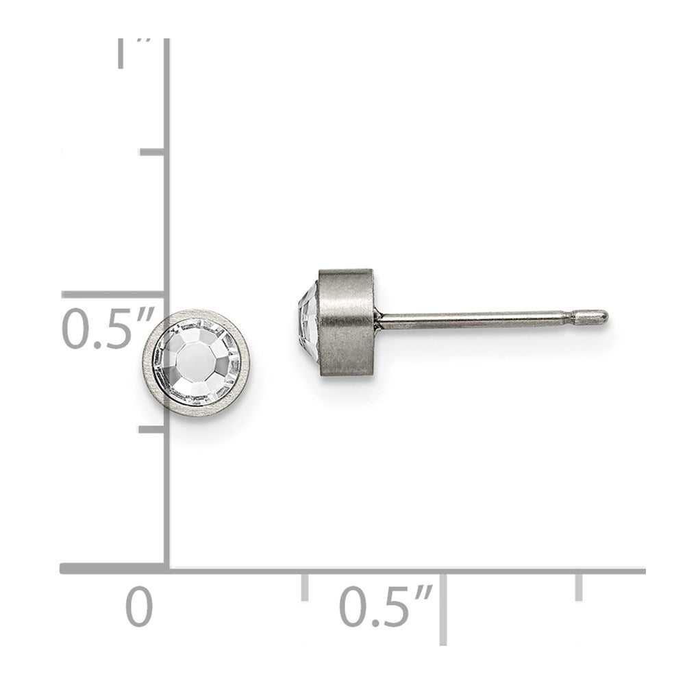 TBE110 Chisel Titanium Brushed CZ 5mm Stud Earrings