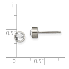 TBE110 Chisel Titanium Brushed CZ 5mm Stud Earrings