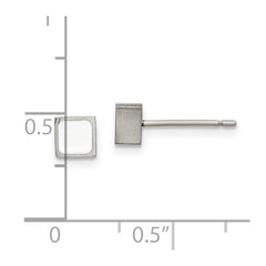 TBE114 Chisel Titanium Brushed with White Enamel Square Post Earrings