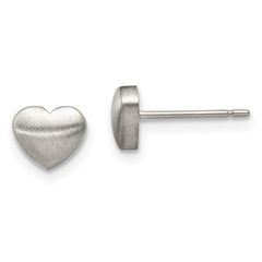 TBE117 Chisel Titanium Brushed Heart Post Earrings