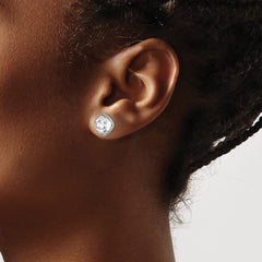 TBE118 Chisel Titanium Polished Faceted Crystal Square Post Earrings