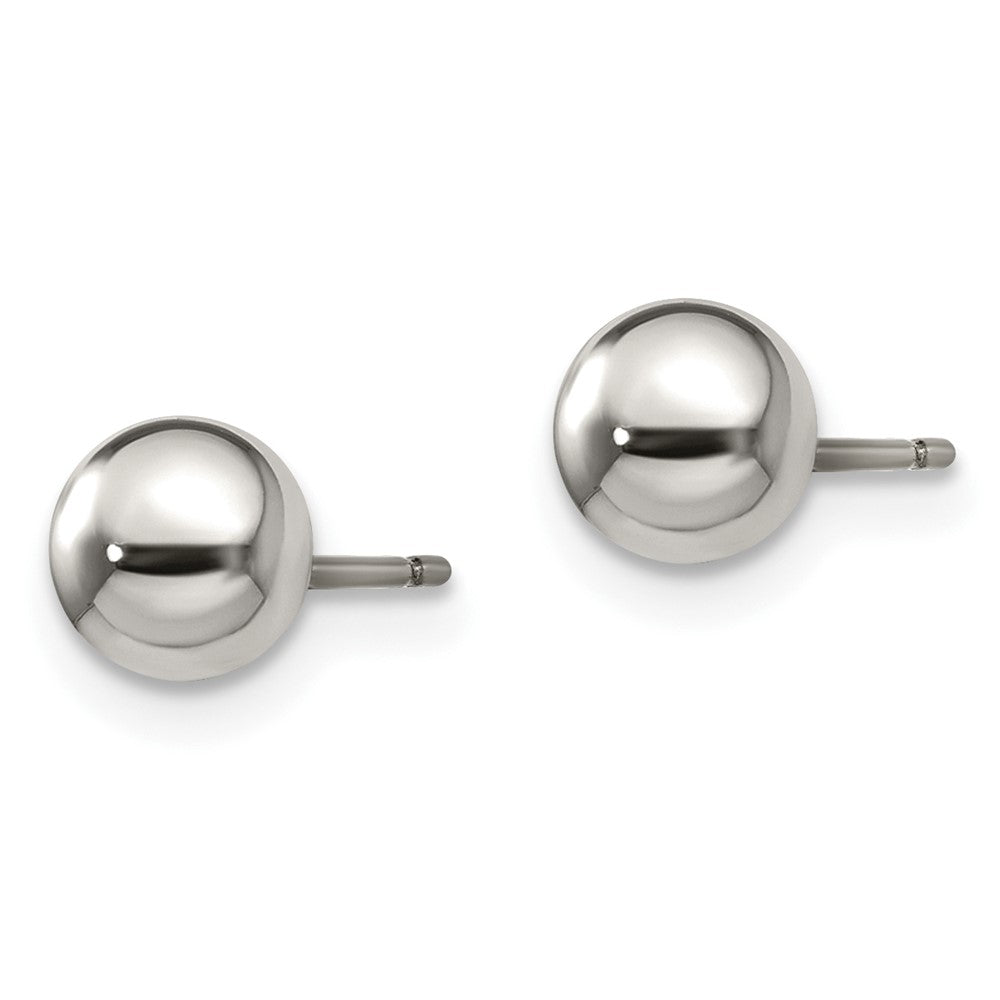TBE119 Chisel Titanium Polished 6mm Ball Post Earrings