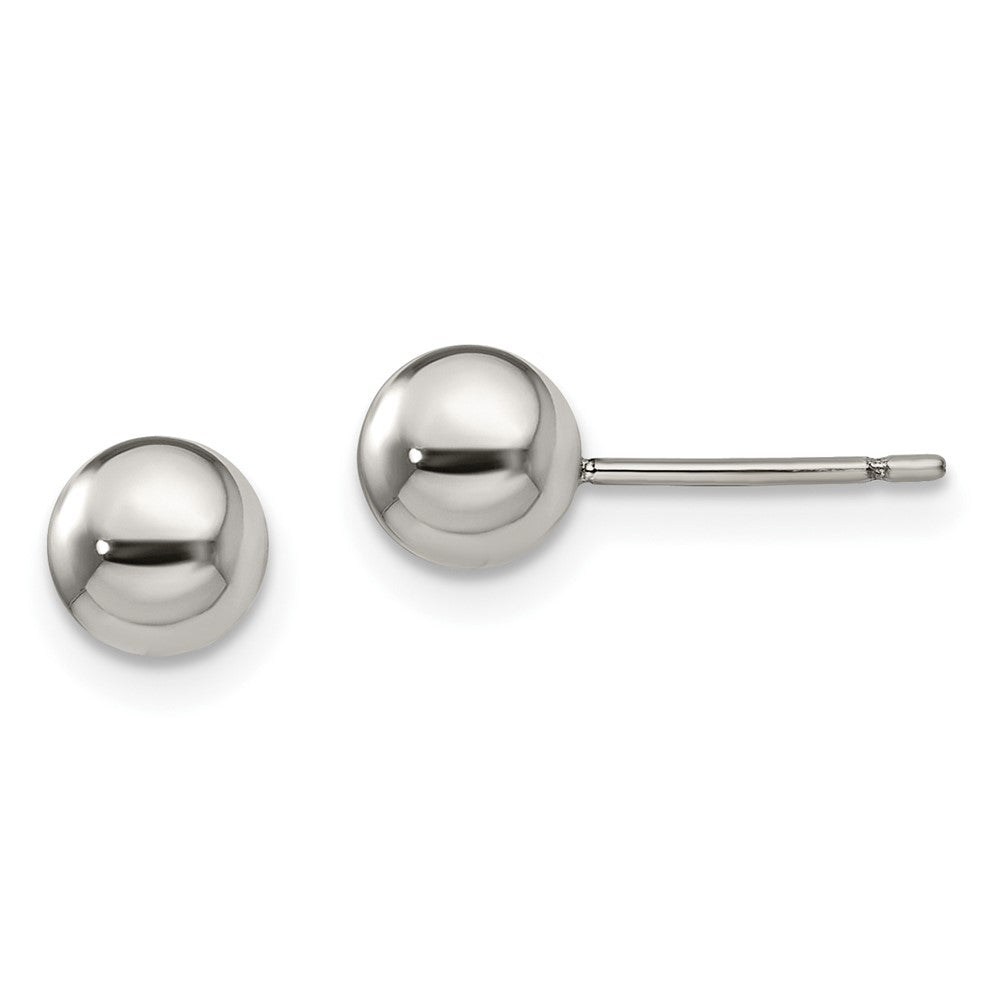 TBE119 Chisel Titanium Polished 6mm Ball Post Earrings