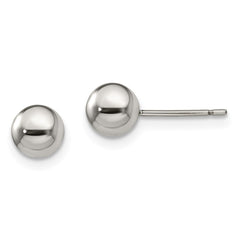 TBE119 Chisel Titanium Polished 6mm Ball Post Earrings