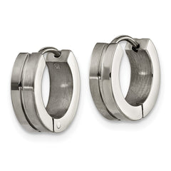 TBE123 Chisel Titanium Brushed and Polished 4mm Huggie Hoop Earrings