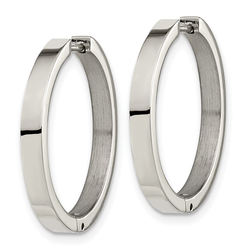 TBE126 Chisel Titanium Polished 2.75mm Hinged Hoop Earrings