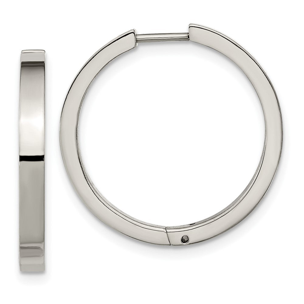 TBE126 Chisel Titanium Polished 2.75mm Hinged Hoop Earrings