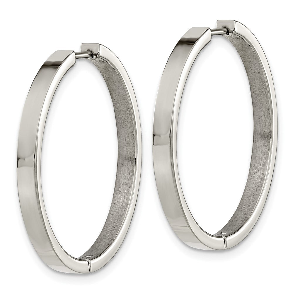 TBE127 Chisel Titanium Polished 2.8mm Hinged Hoop Earrings