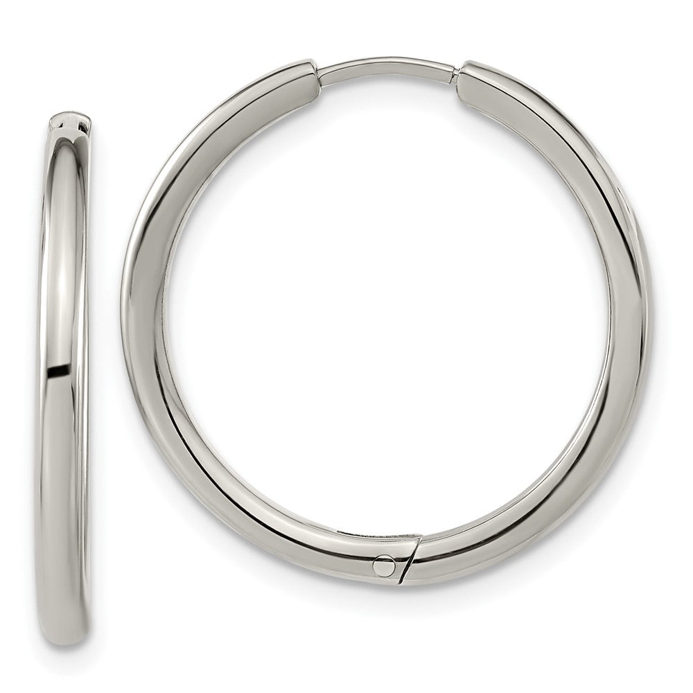 TBE128 Chisel Titanium Polished 2.1mm Hinged Hoop Earrings