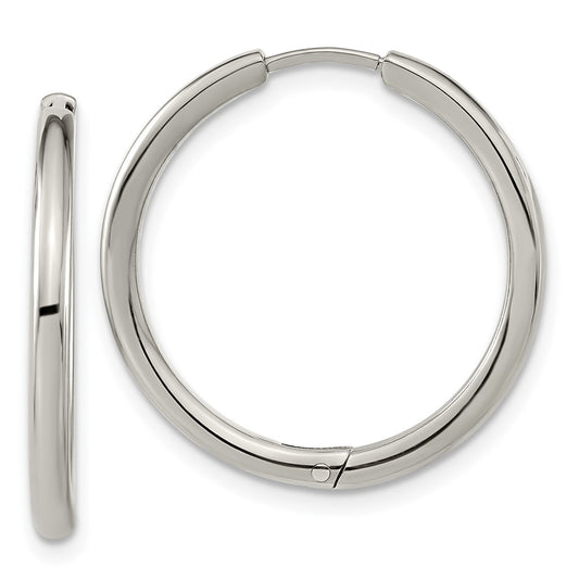 TBE128 Chisel Titanium Polished 2.1mm Hinged Hoop Earrings