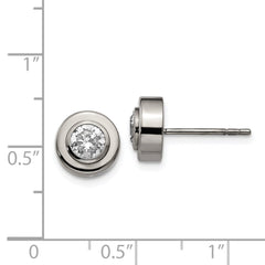 TBE1297 Chisel Titanium Polished CZ Post Earrings