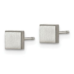 TBE133 Chisel Titanium Brushed Square Post Earrings