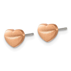 TBE139 Chisel Titanium Brushed Rose IP-plated Heart Post Earrings