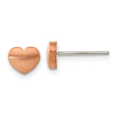 TBE139 Chisel Titanium Brushed Rose IP-plated Heart Post Earrings