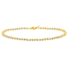 Two-tone Gold Diamond Cut/ Textured Pallina Beads Necklace