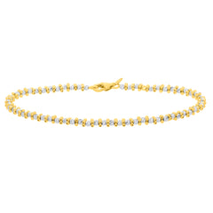 Two-tone Gold Diamond Cut/ Textured Pallina Beads Bracelet