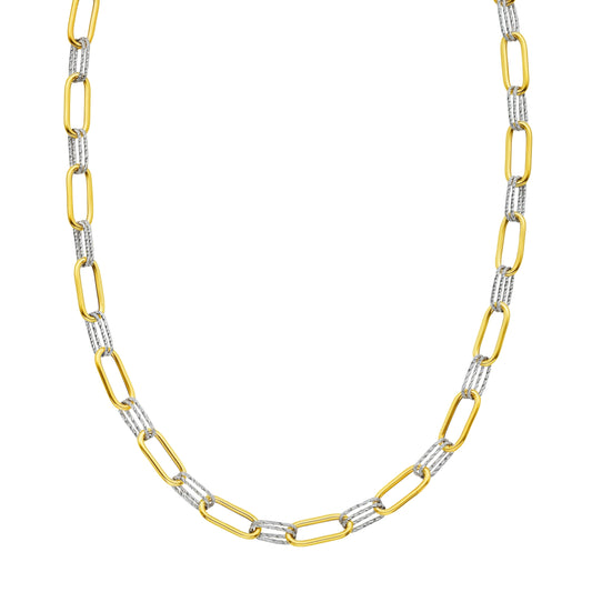 Two-tone Gold Diamond Cut/ Textured The DiamantÈ Collection Necklace