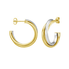 Two-tone Gold Polished Trinity Collection Earring