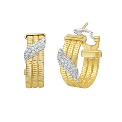 Two-tone Gold Polished Diamond Omega Earring