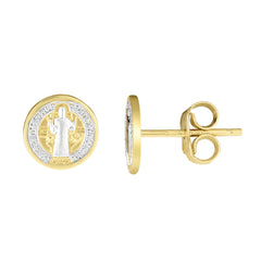 Two-tone Gold Polished Religious Earring