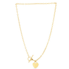 Yellow Gold Polished Charm Bracelet With Toggle Necklace