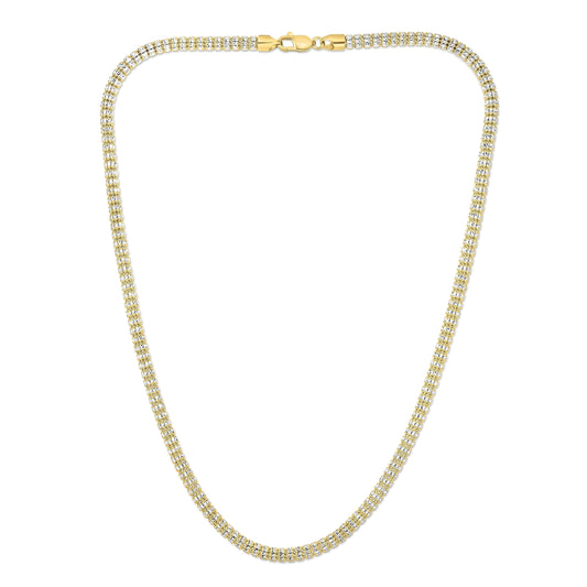 Yellow Gold Diamond Cut/ Textured Ice Chain Bracelet