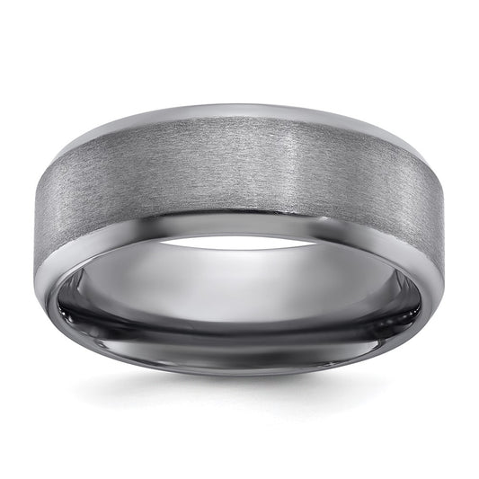 Chisel Tantalum Brushed and Polished 8mm Beveled Edge Band