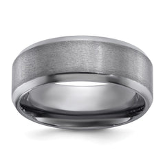Chisel Tantalum Brushed and Polished 8mm Beveled Edge Band