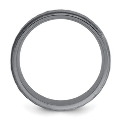 Chisel Tantalum Brushed and Polished Hammered Center 8mm Beveled Edge Band