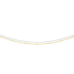 Two-tone Gold Diamond Cut/ Textured Multi-row Cable Necklace