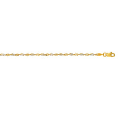 Two-tone Gold Diamond Cut/ Textured Singapore Necklace