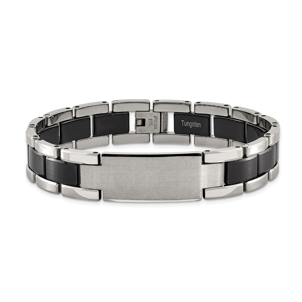 Chisel Tungsten Brushed and Polished Black IP-plated 8.5 inch Bracelet TUB126-8.5