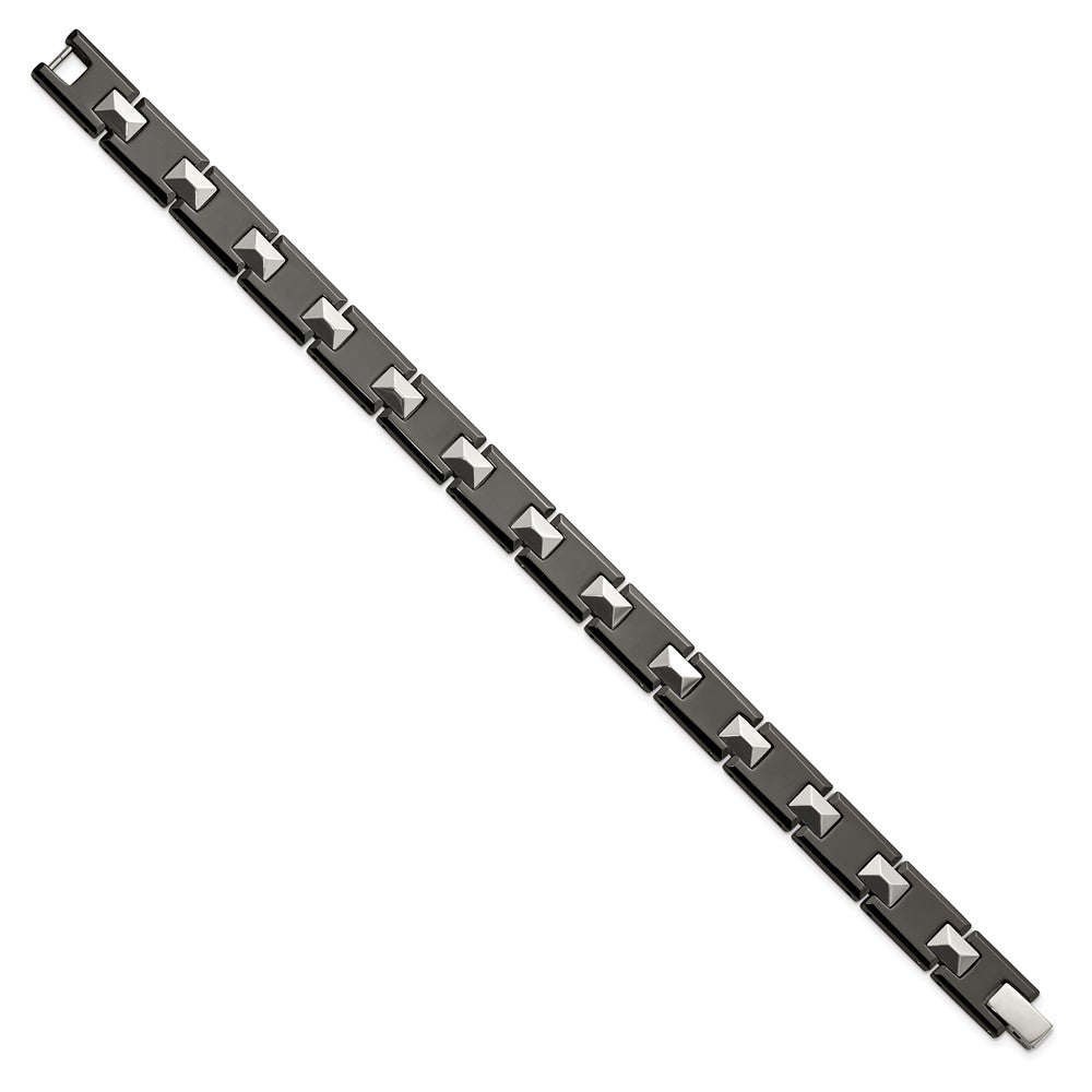 Chisel Tungsten and Black Ceramic Polished 8.5 inch Bracelet TUB128-8.5