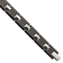 Chisel Tungsten and Black Ceramic Polished 8.5 inch Bracelet TUB128-8.5