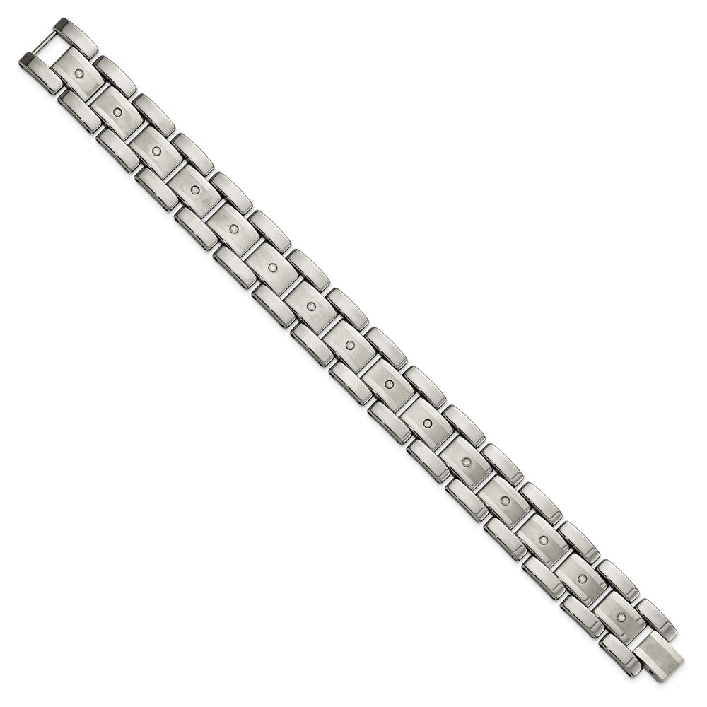 Chisel Tungsten Brushed and Polished with 1/3 carat Diamonds 8.5 inch Bracelet TUB131-8.5