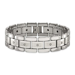 Chisel Tungsten Brushed and Polished with 1/3 carat Diamonds 8.5 inch Bracelet TUB131-8.5