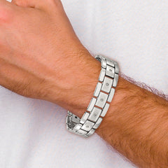 Chisel Tungsten Brushed and Polished with 1/3 carat Diamonds 8.5 inch Bracelet TUB131-8.5