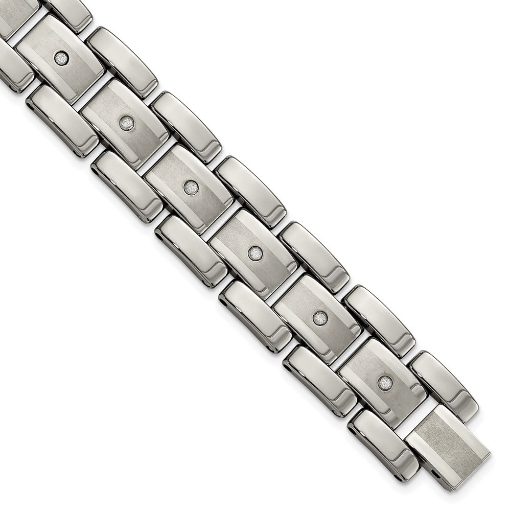 Chisel Tungsten Brushed and Polished with 1/3 carat Diamonds 8.5 inch Bracelet TUB131-8.5