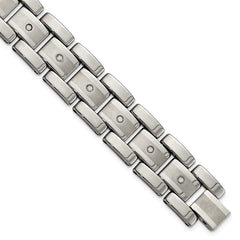 Chisel Tungsten Brushed and Polished with 1/3 carat Diamonds 8.5 inch Bracelet TUB131-8.5