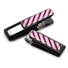 MClip Pink, Black & White Rep Tie Money Clip UV2-BKA-REP3