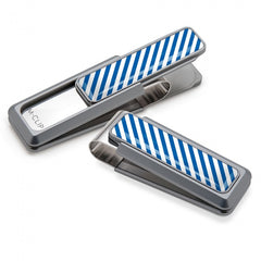 MClip Blue & White Inlay Money Clip UV2-NMA-BLWH