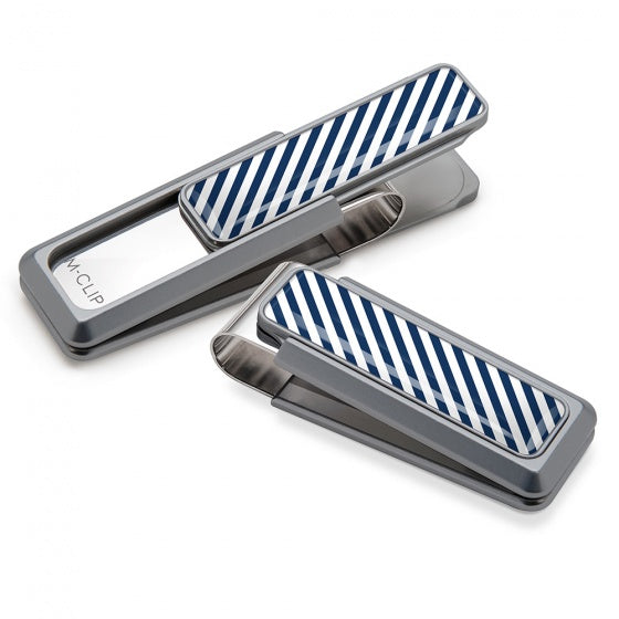 MClip Dark Blue & White Inlay Money Clip UV2-NMA-DBWH
