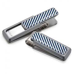 MClip Dark Blue & White Inlay Money Clip UV2-NMA-DBWH