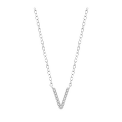 Block 'V' Initial Diamond Pendant